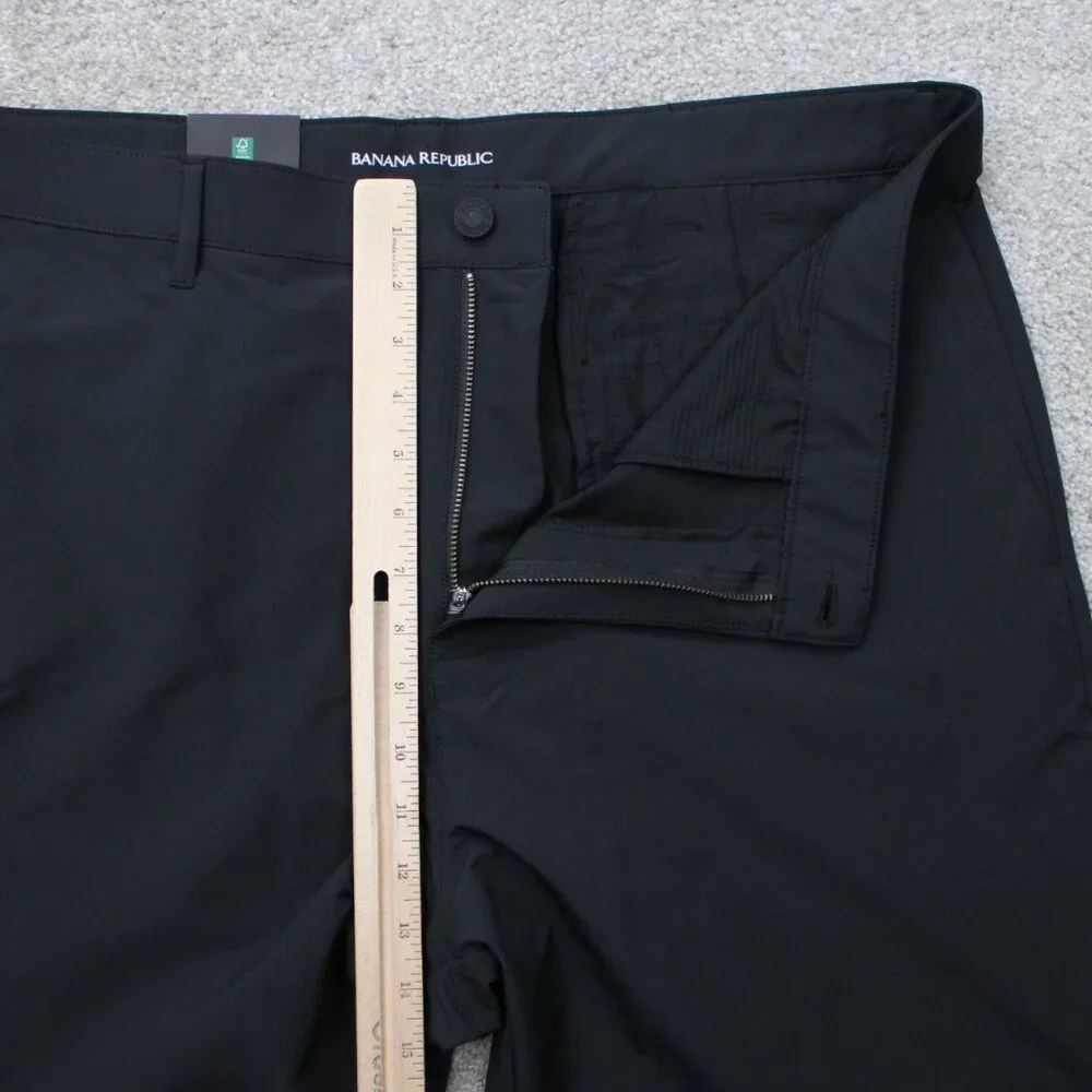 Banana Republic Pants NWT Mens 40x34 Black‎ Flat Front Straight Leg Polyester